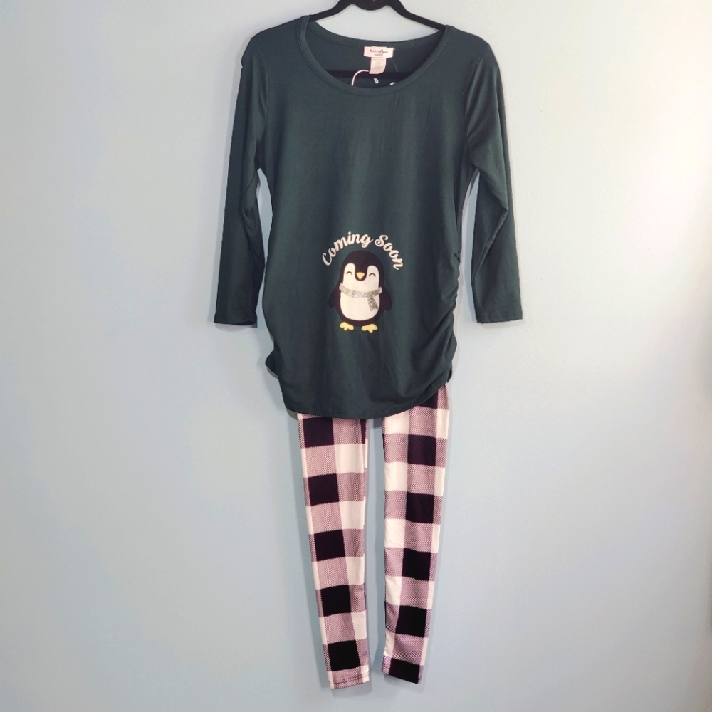 "Coming Soon" Cozy Penguin Maternity Set Small